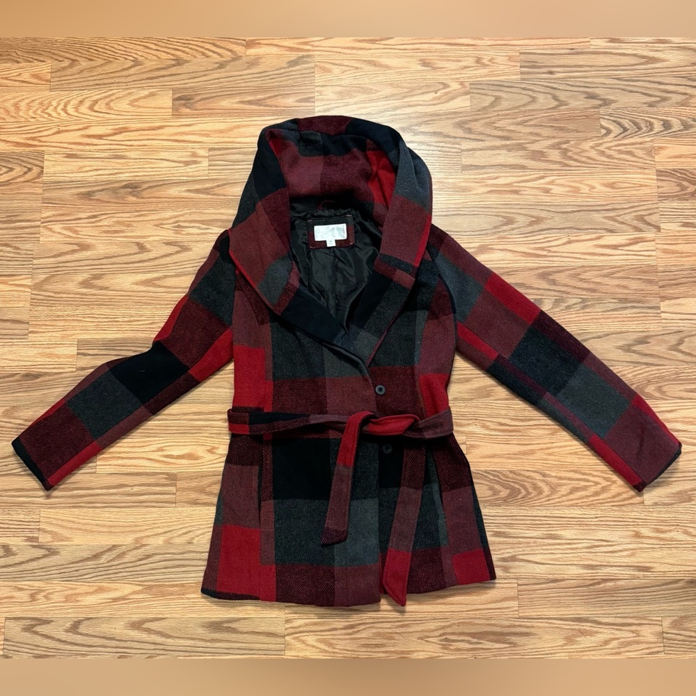 Plaid pea coat